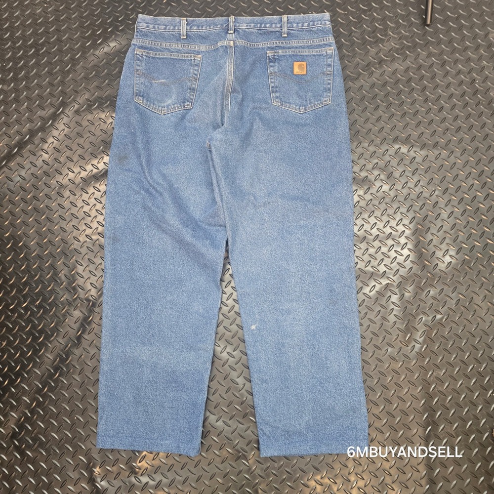 Carhartt B172 DST Flannel Lined Relaxed Fit Jeans Blue Denim Mens 40x32 - Picture 2 of 16